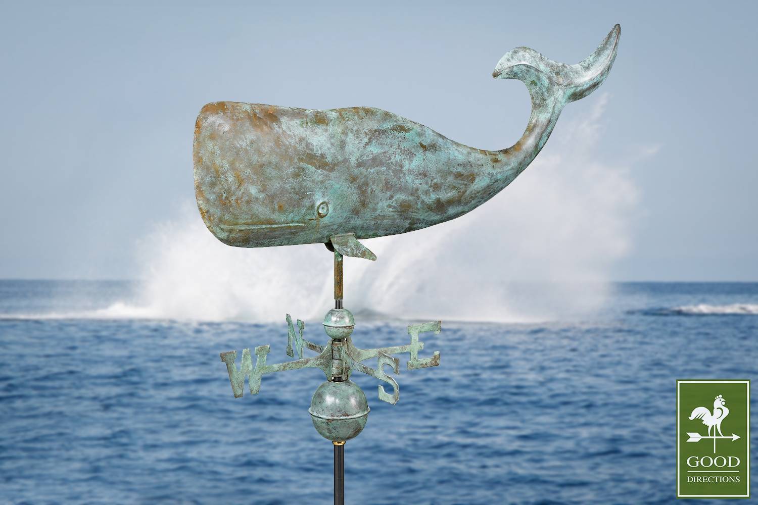 37" Whale Blue Verde Weathervane