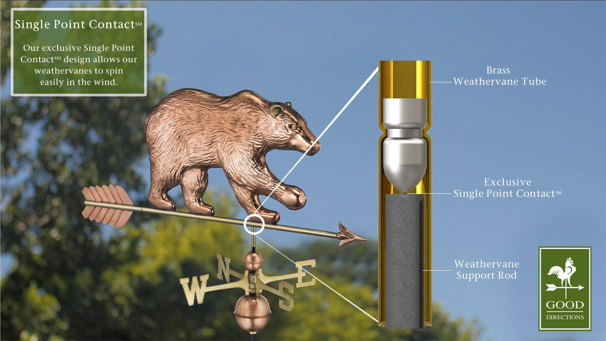 Bear with Arrow Polished Weathervane - Image 2