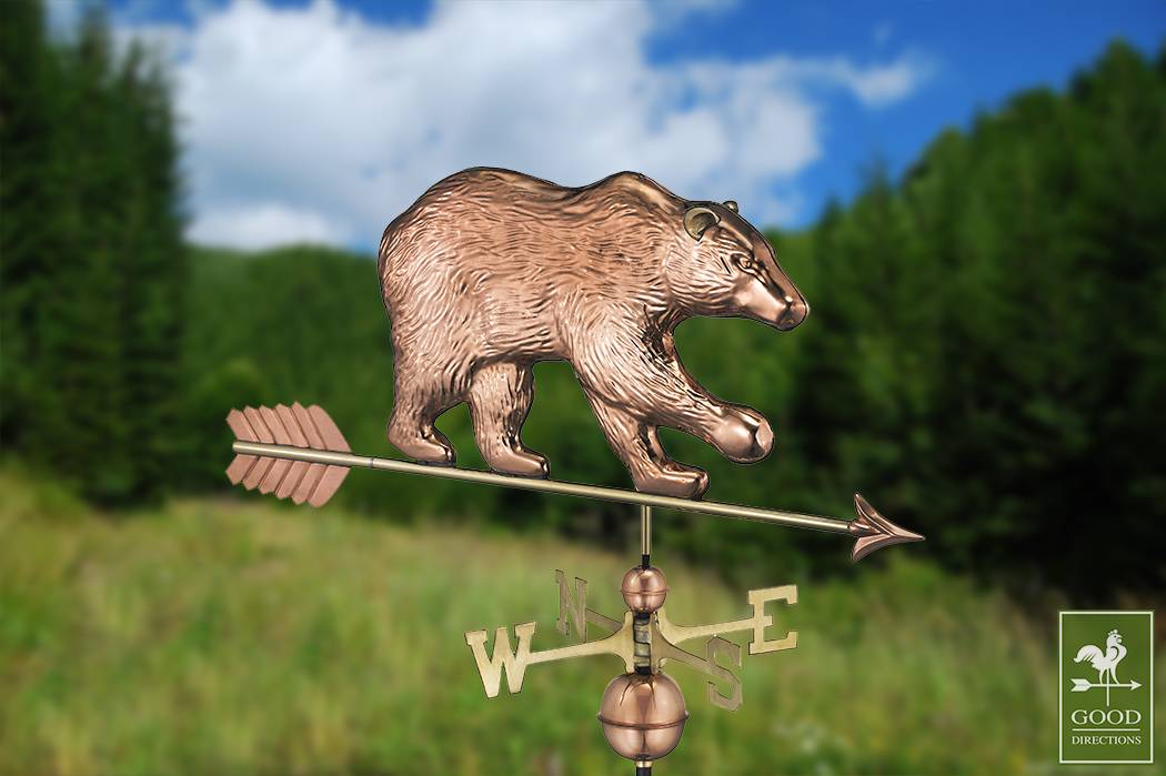 Bear with Arrow Polished Weathervane