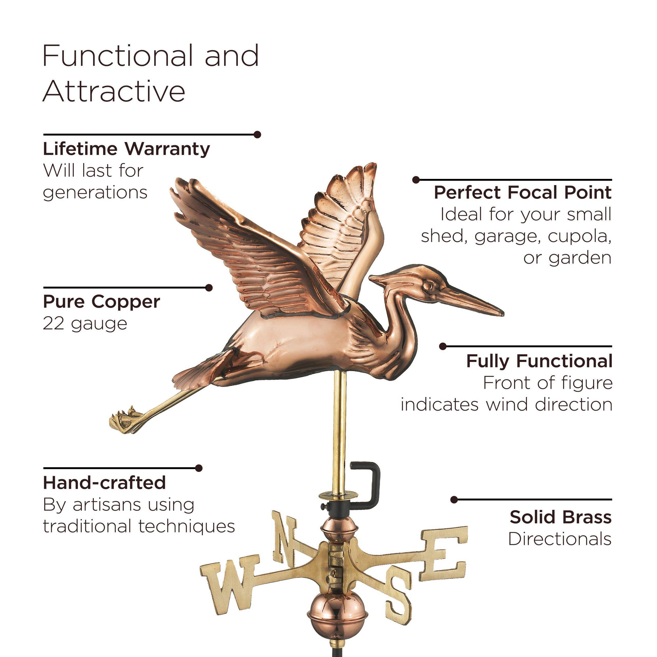 Cottage Blue Heron Polished Weathervane - Image 4