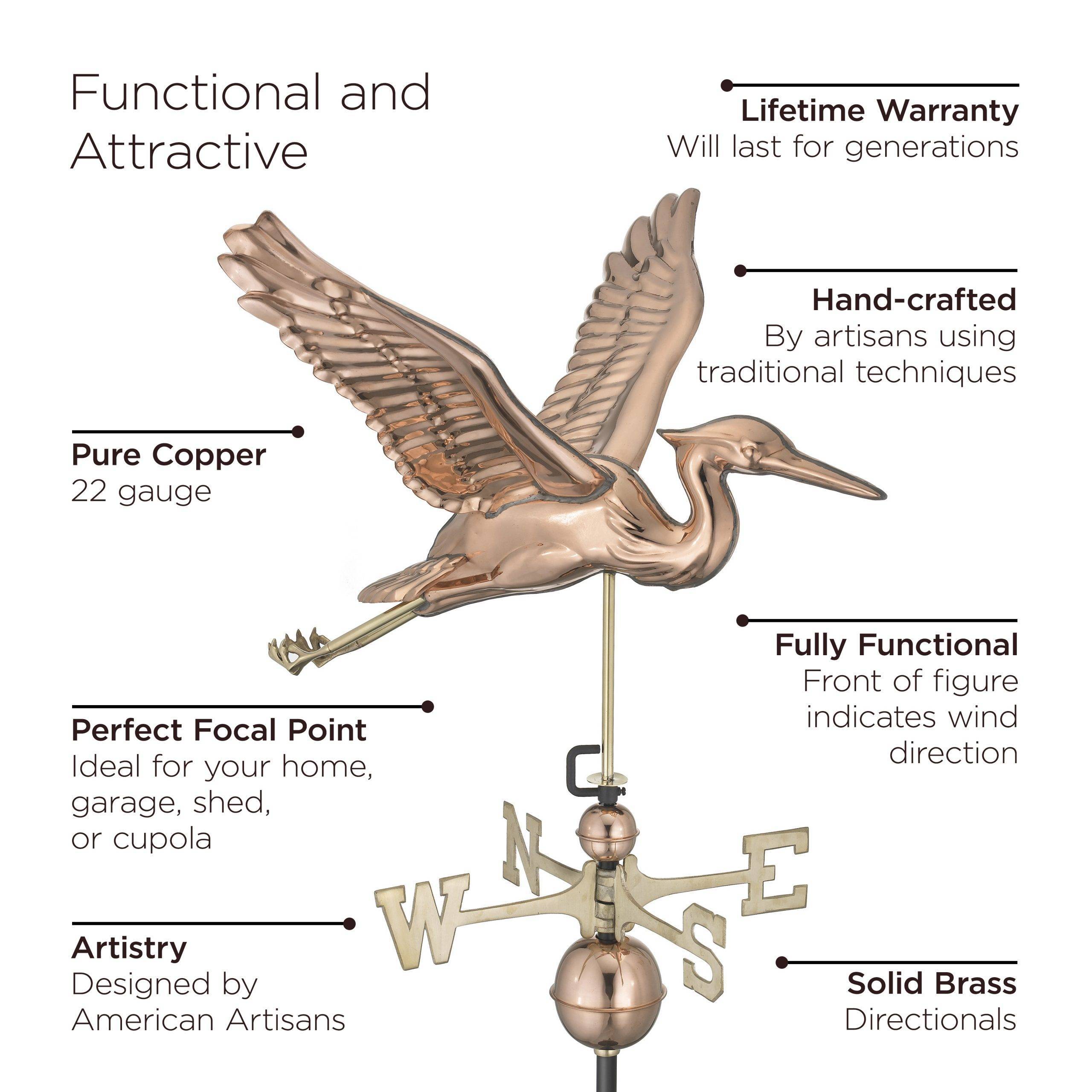 Blue Heron Polished Weathervane - Image 2