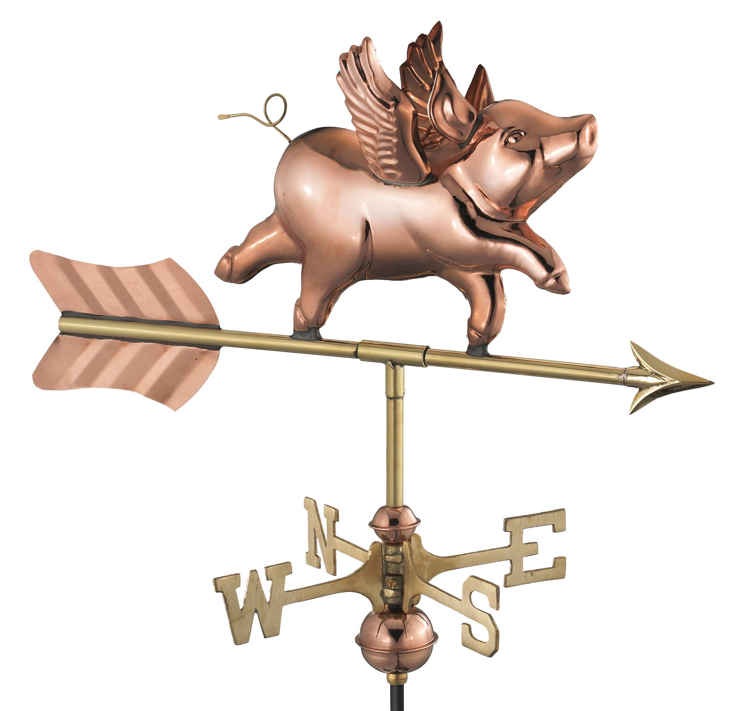 Cottage Flying Pig Polished Weathervane - Image 3