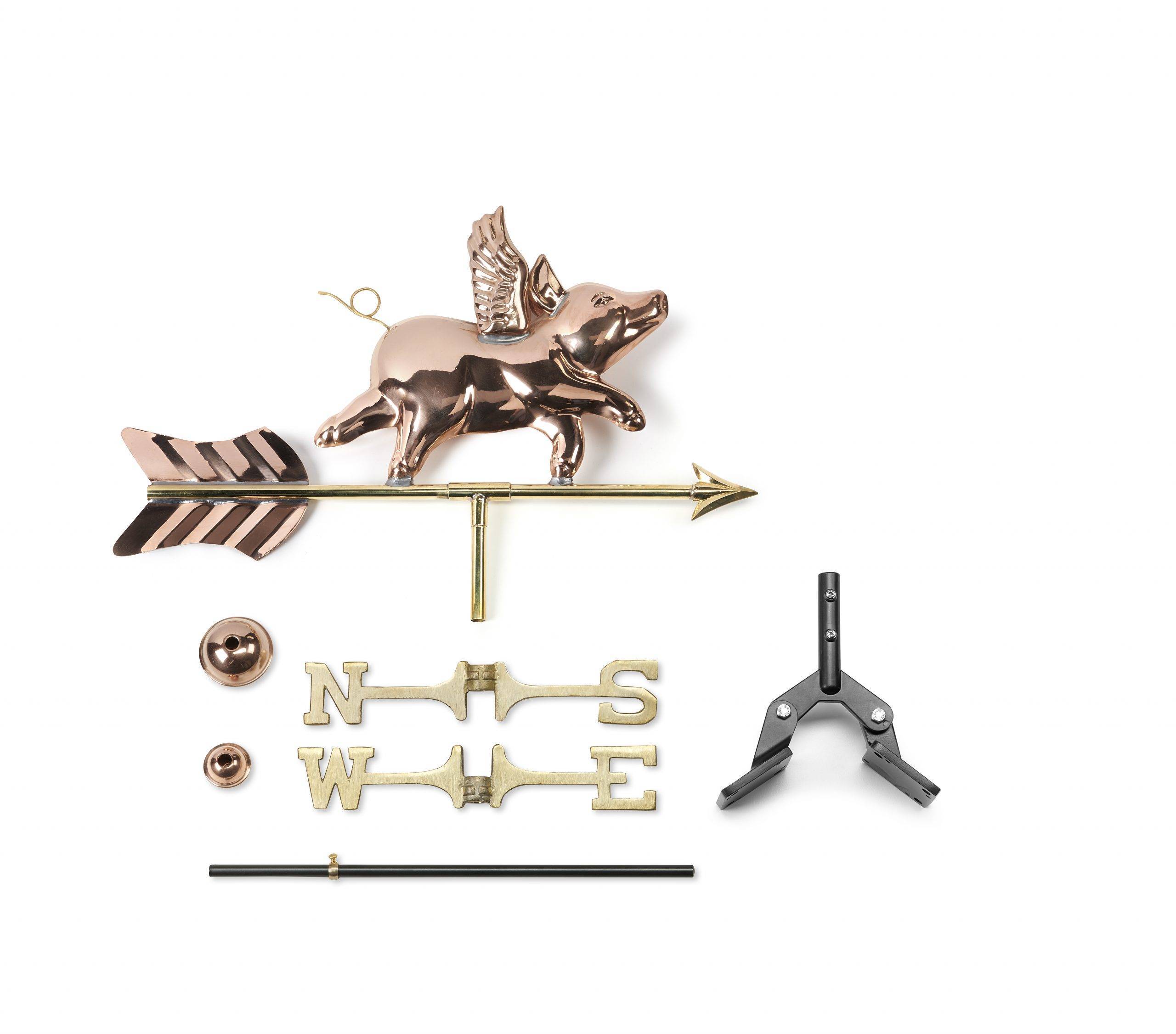 Cottage Flying Pig Polished Weathervane - Image 2