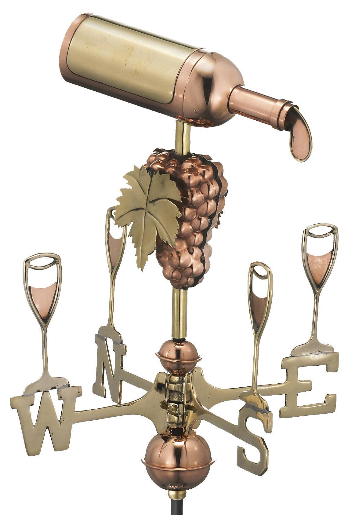 Cottage Wine Bottle & Glasses Polished Weathervane - Image 2