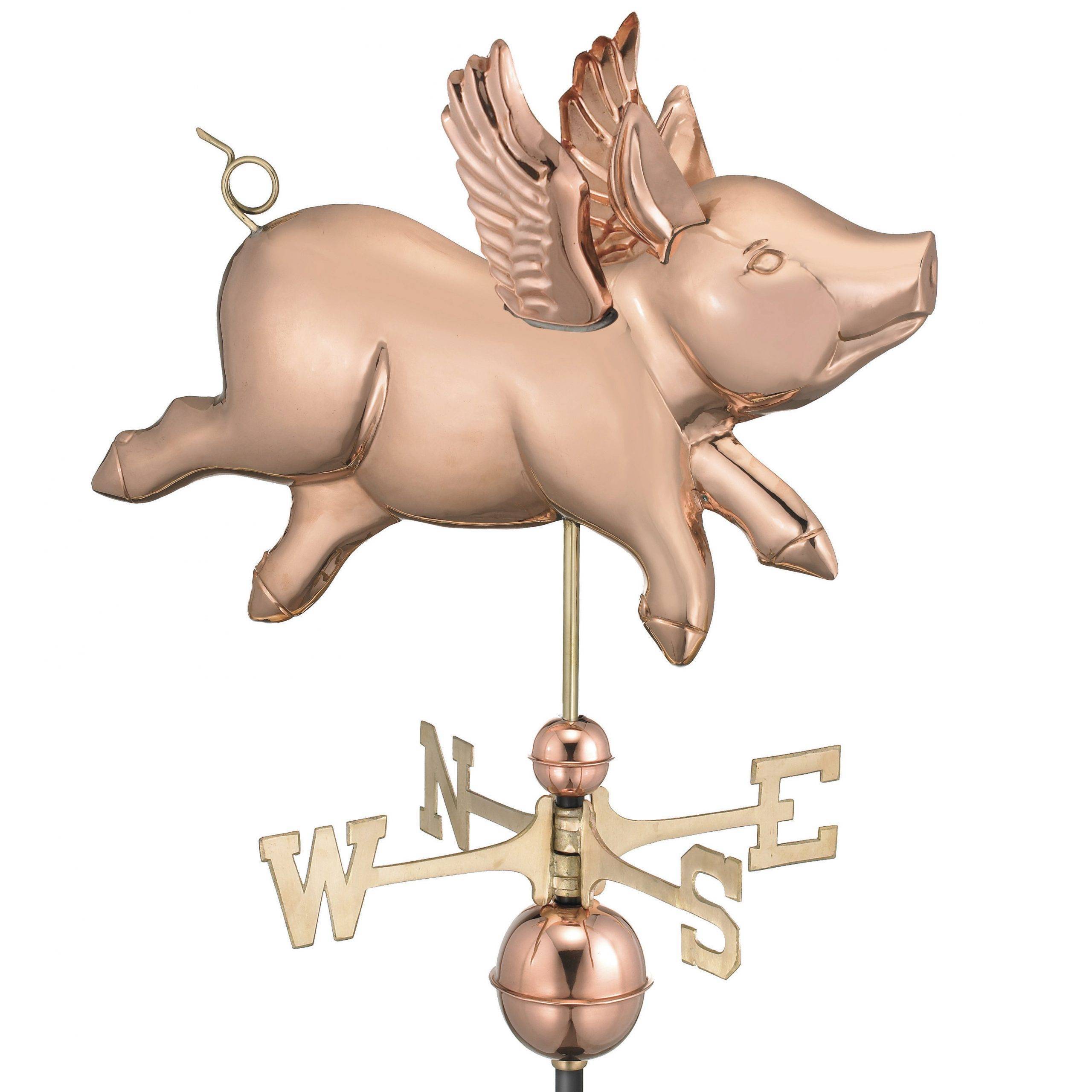 Flying Pig Polished Weathervane
