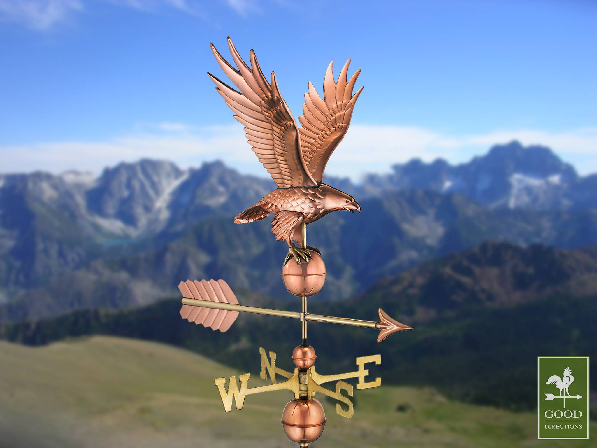 Freedom Eagle Polished Copper Weathervane