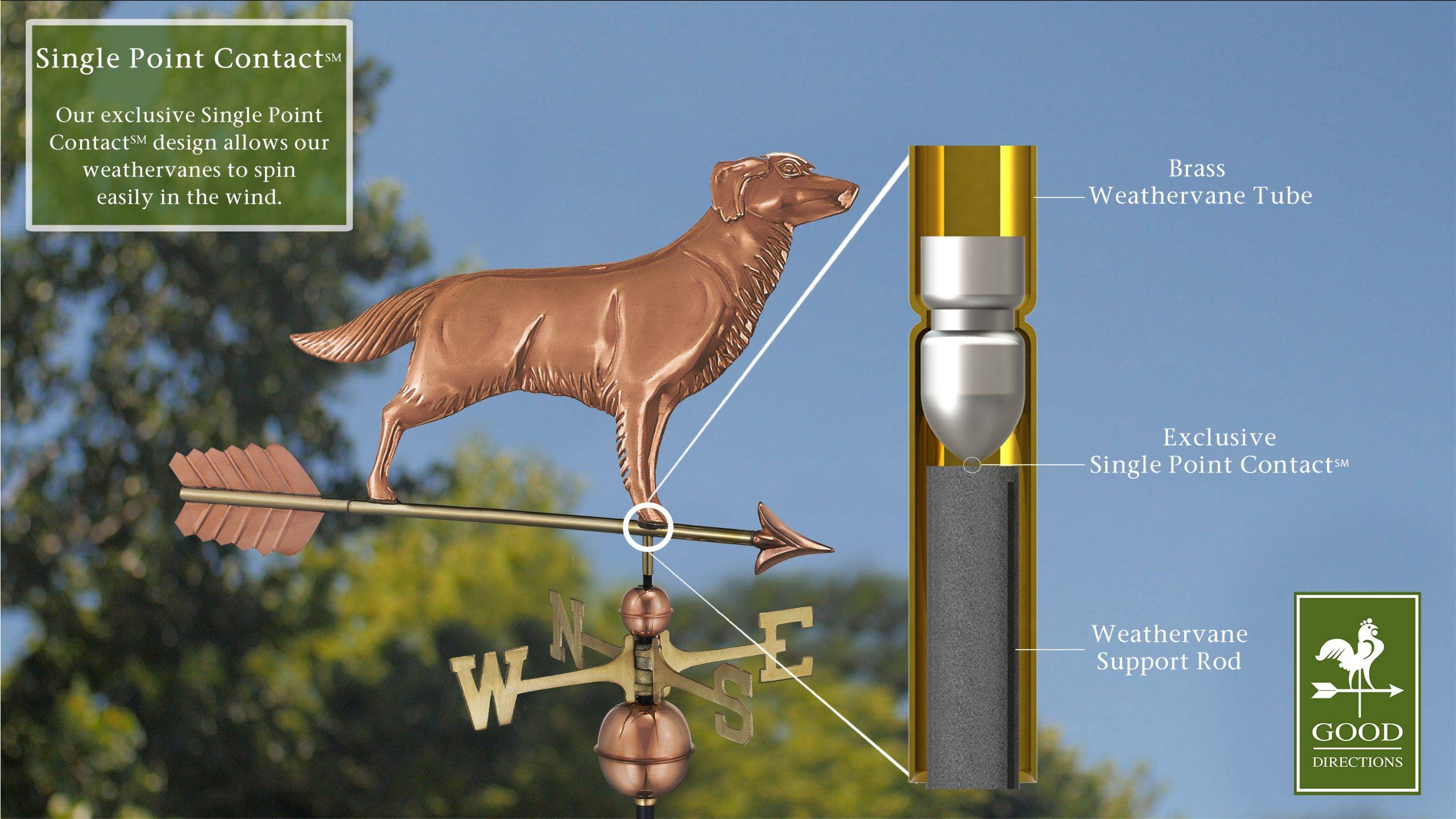 Golden Retriever with Arrow Polished Weathervane - Image 2