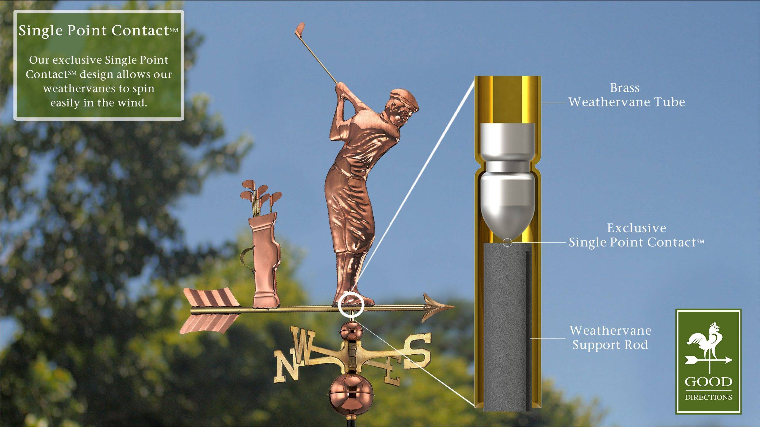 Golfer Polished Weathervane - Image 2