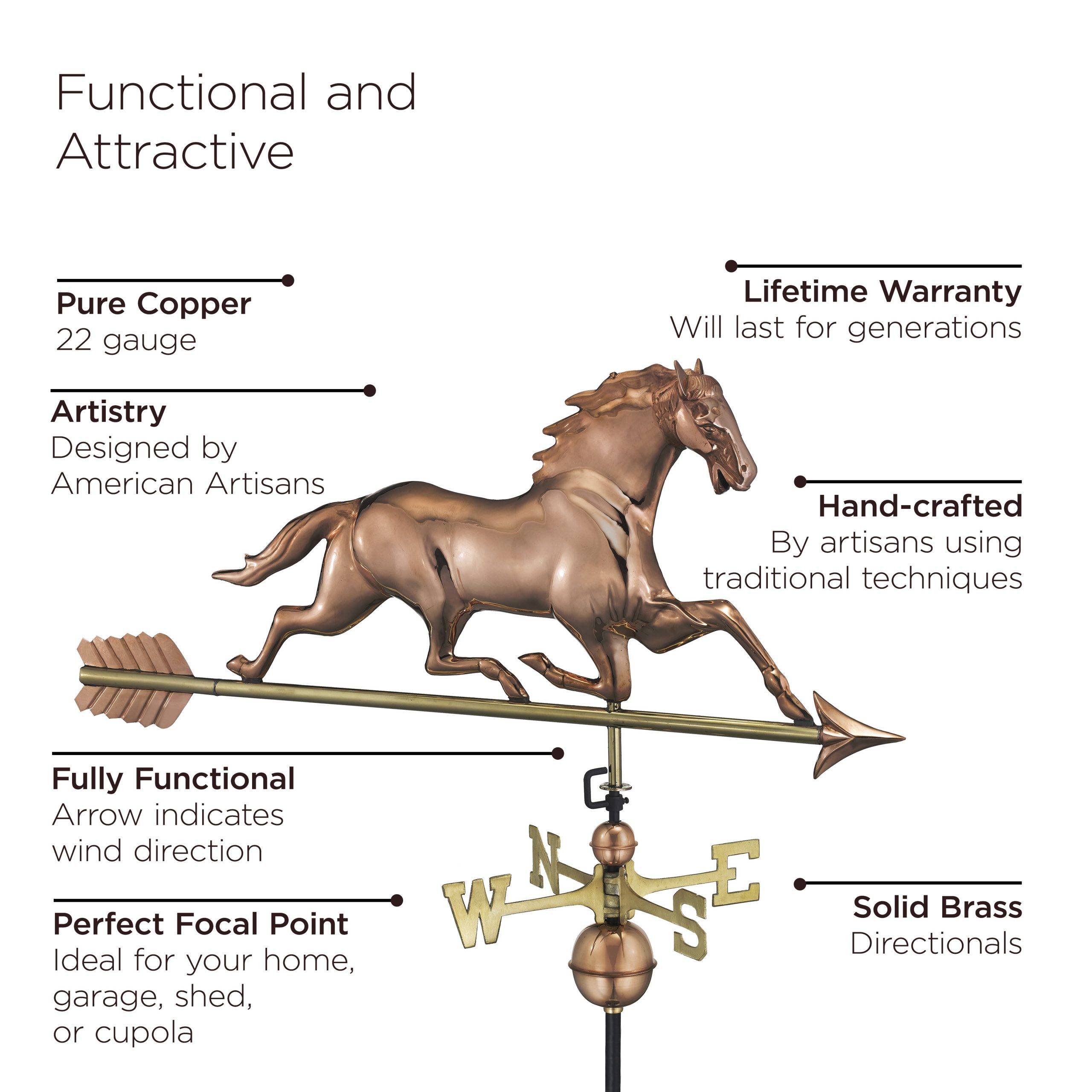 Horse with Arrow Polished Weathervane - Image 3