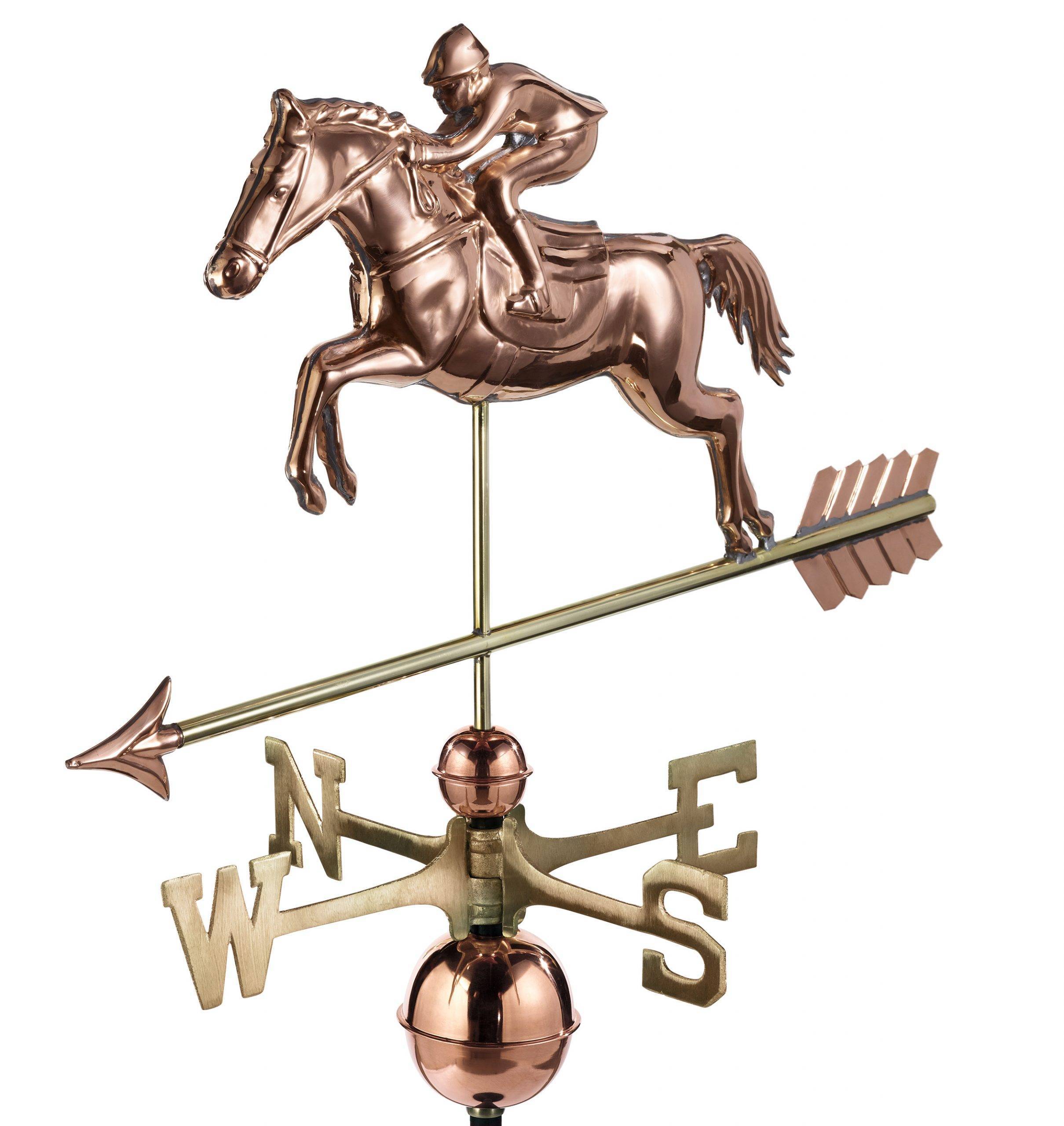 Jumping Horse & Rider Polished Weathervane - Image 2