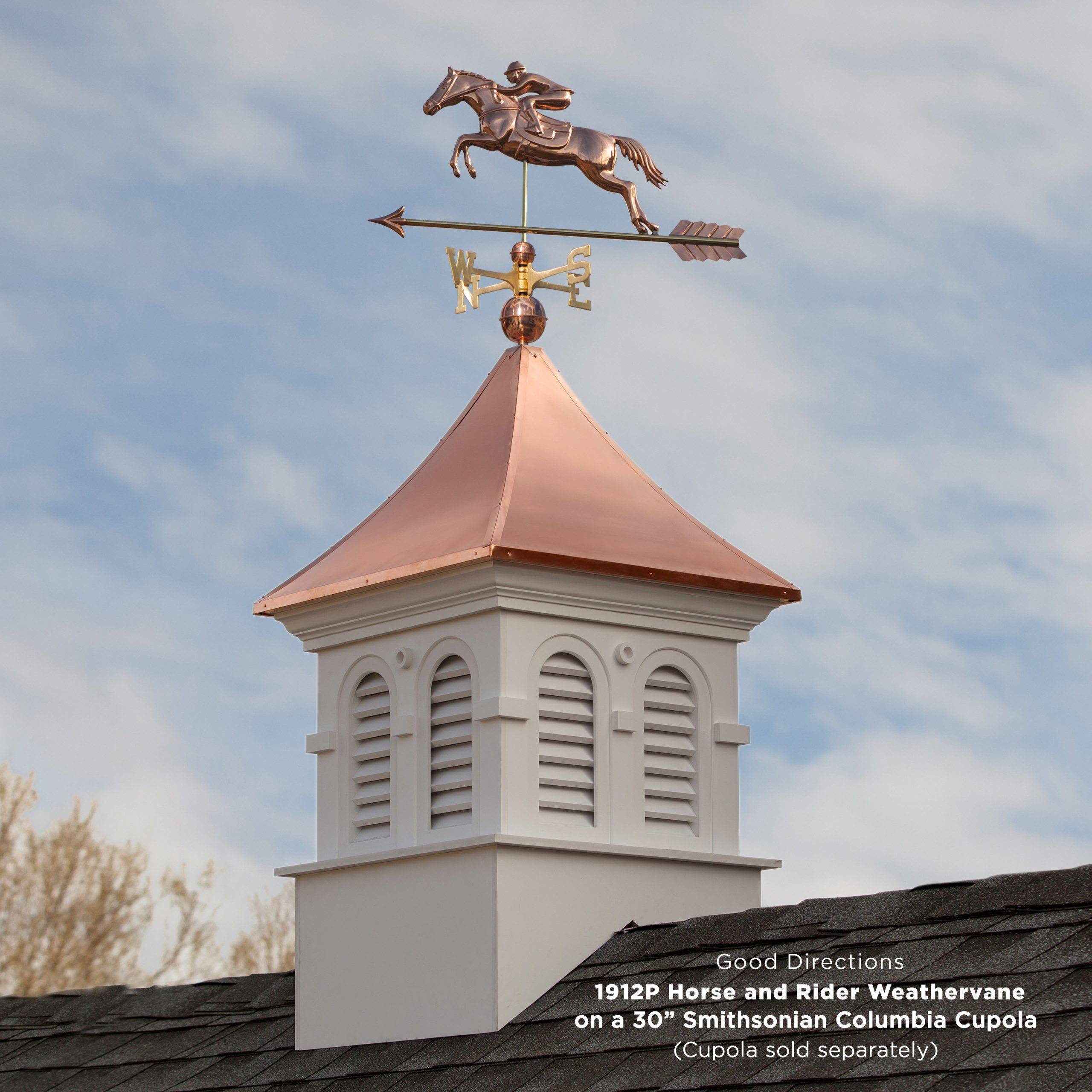 Jumping Horse & Rider Polished Weathervane - Image 3