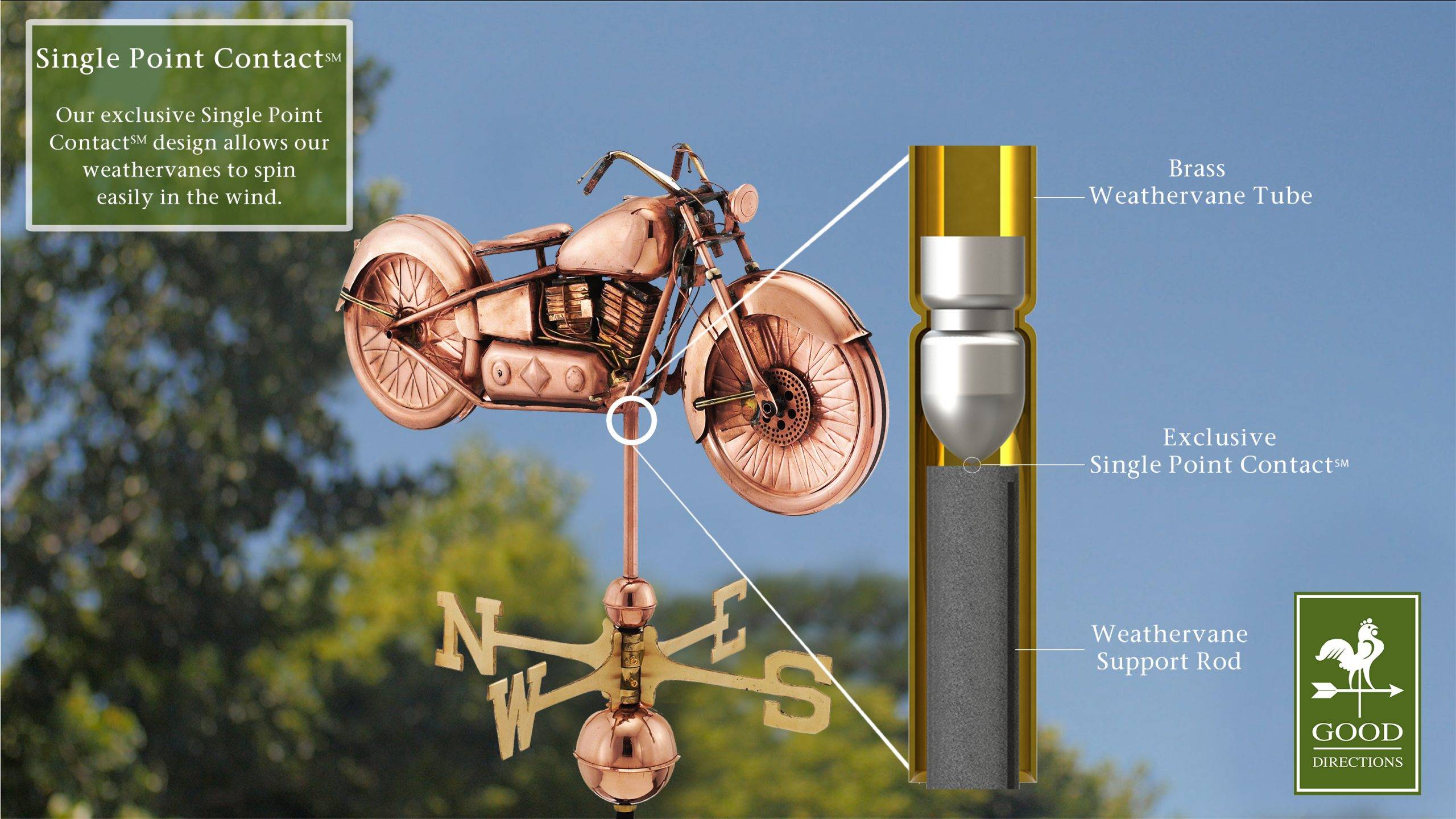Motorcycle Polished Weathervane - Image 2