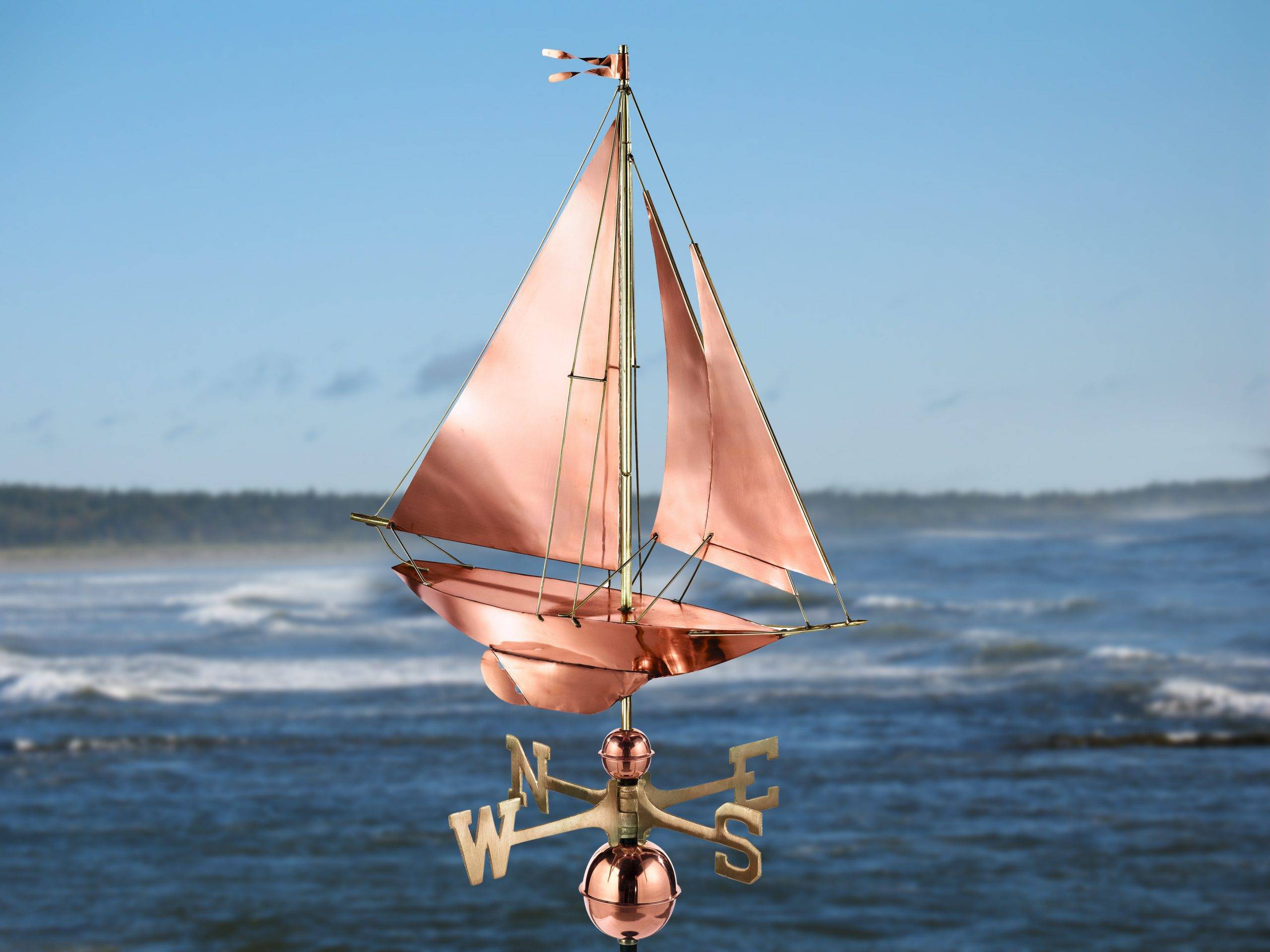 Racing Sloop Polished Weathervane