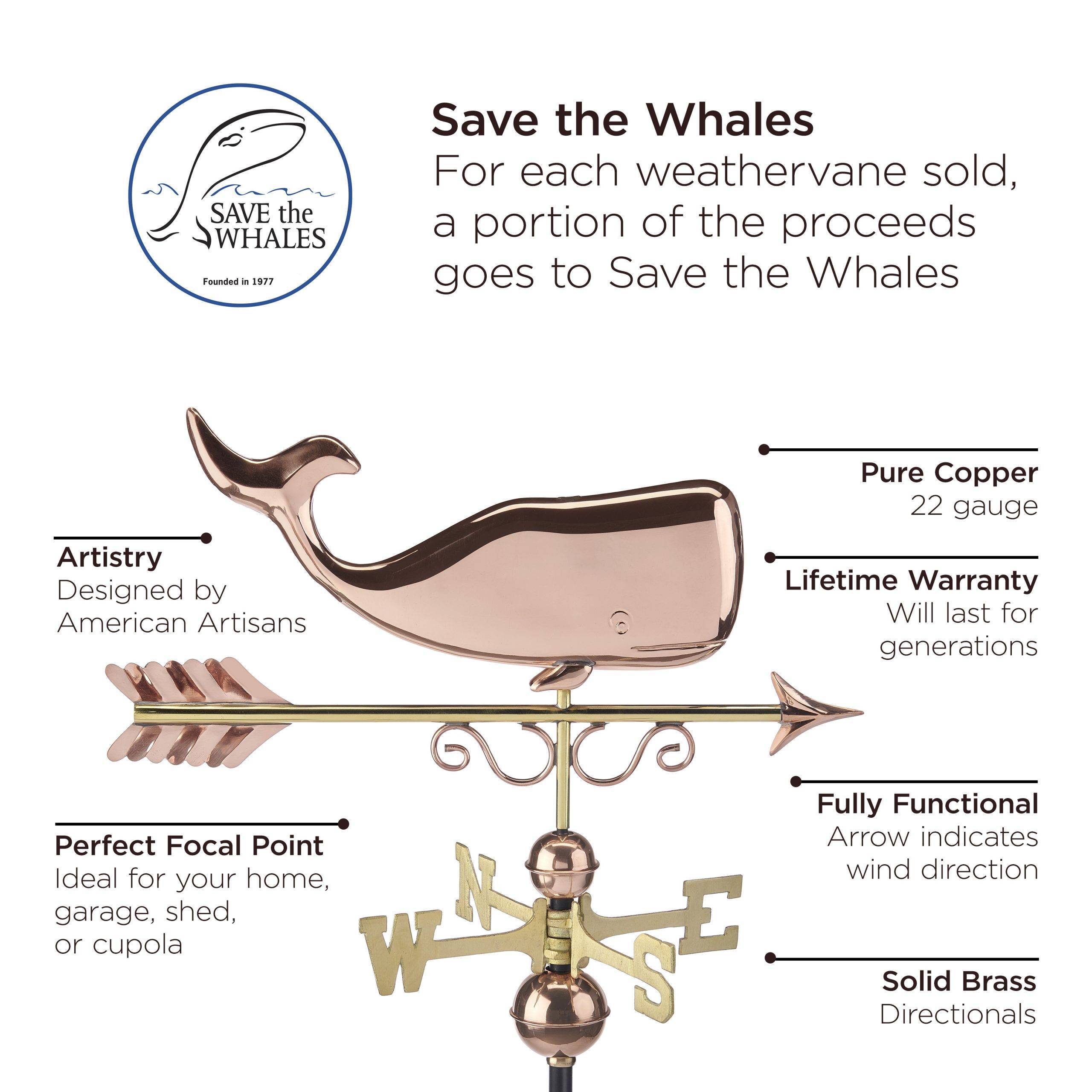 Save the Whales Polished Weathervane - Image 5