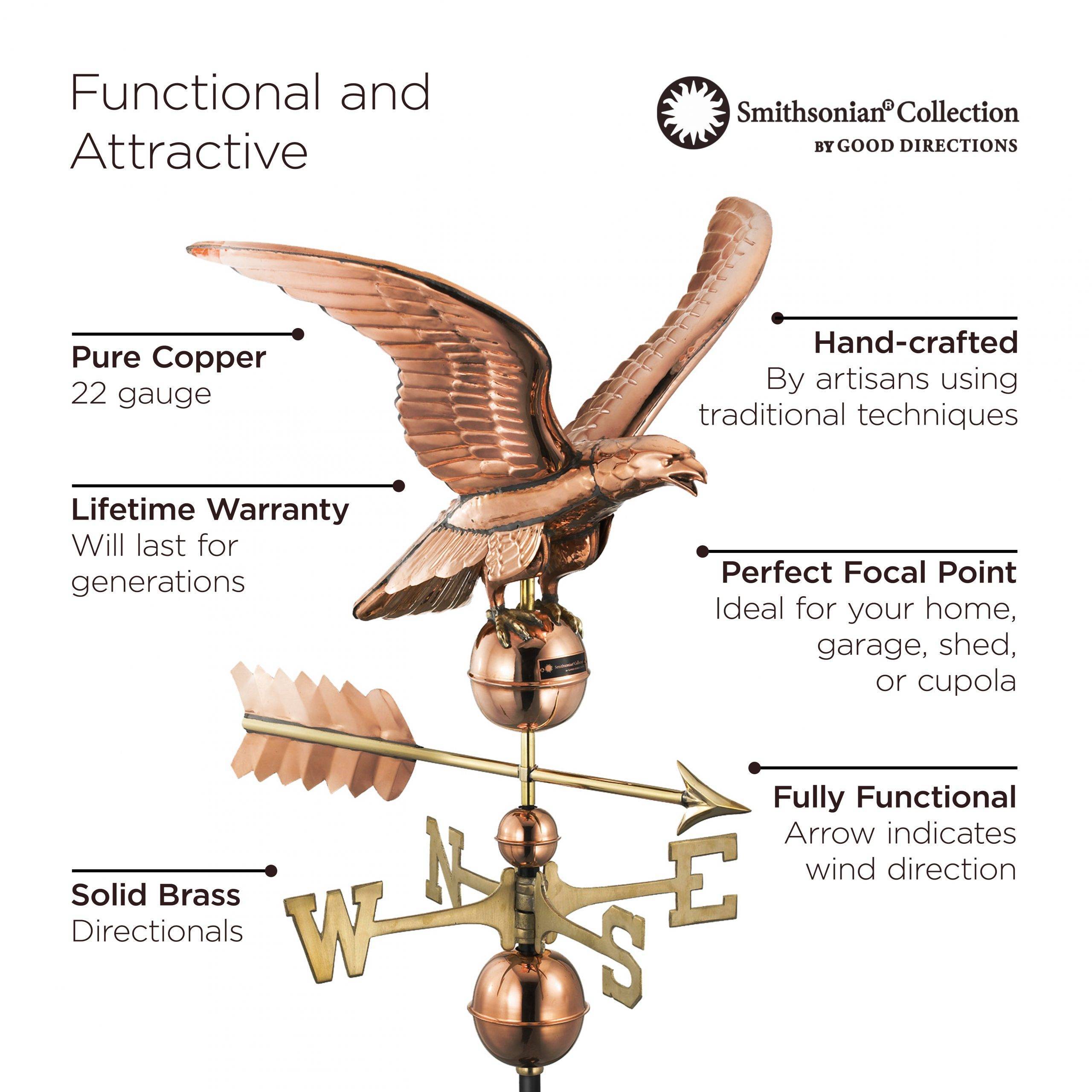 Smithsonian Eagle Polished Copper Weathervane - Image 3