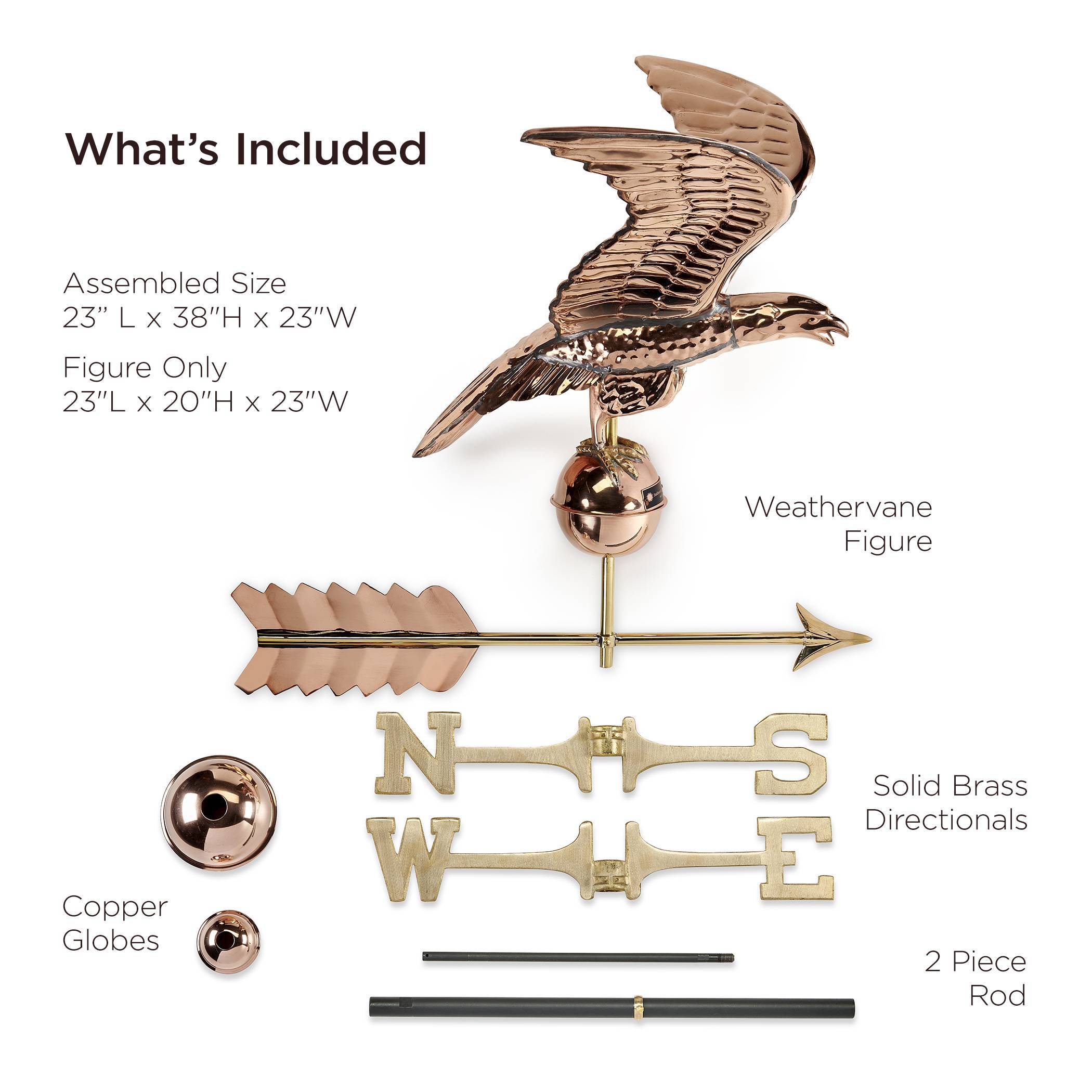 Smithsonian Eagle Polished Copper Weathervane - Image 4