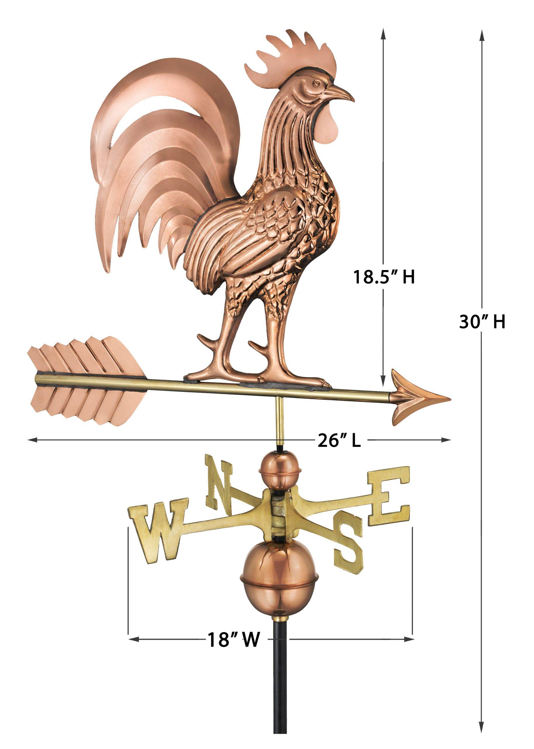 Proud Rooster Weathervane Polished - Image 2