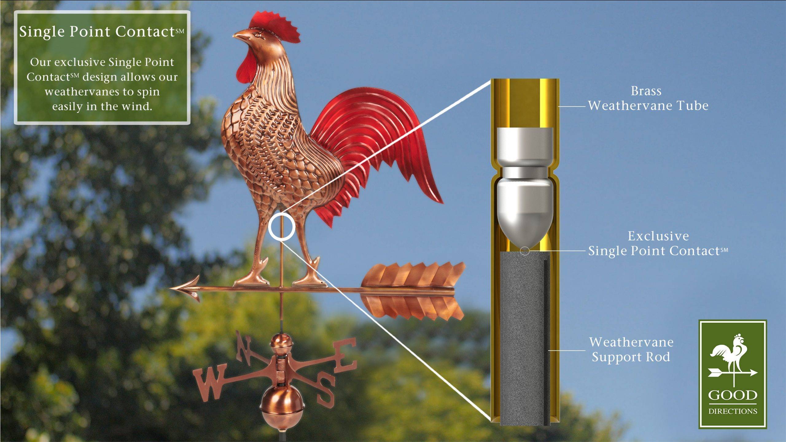 27" Rooster Weathervane with Red - Image 4