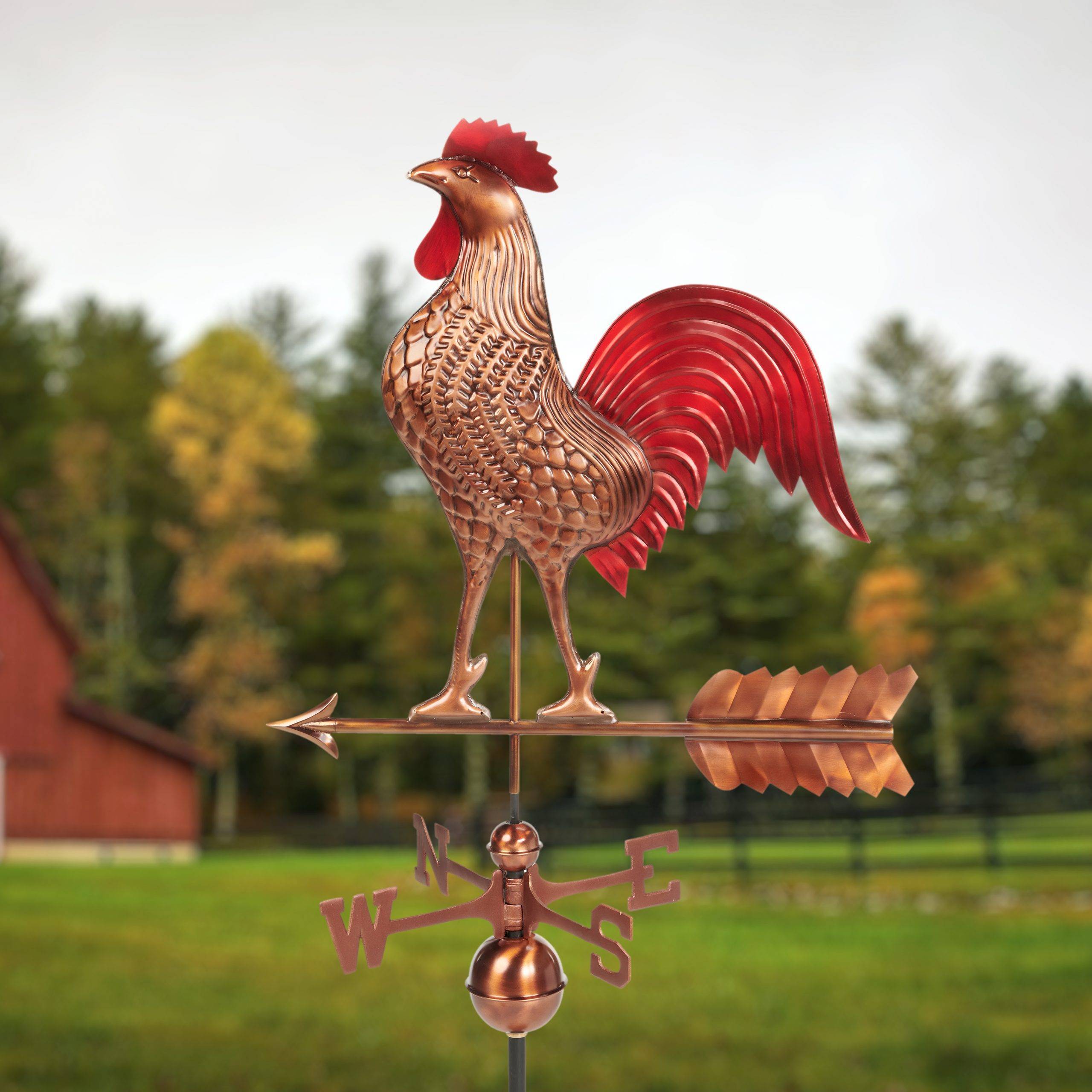27" Rooster Weathervane with Red