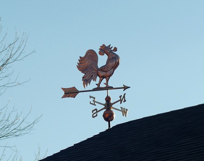 Crowing Rooster Polished Weathervane