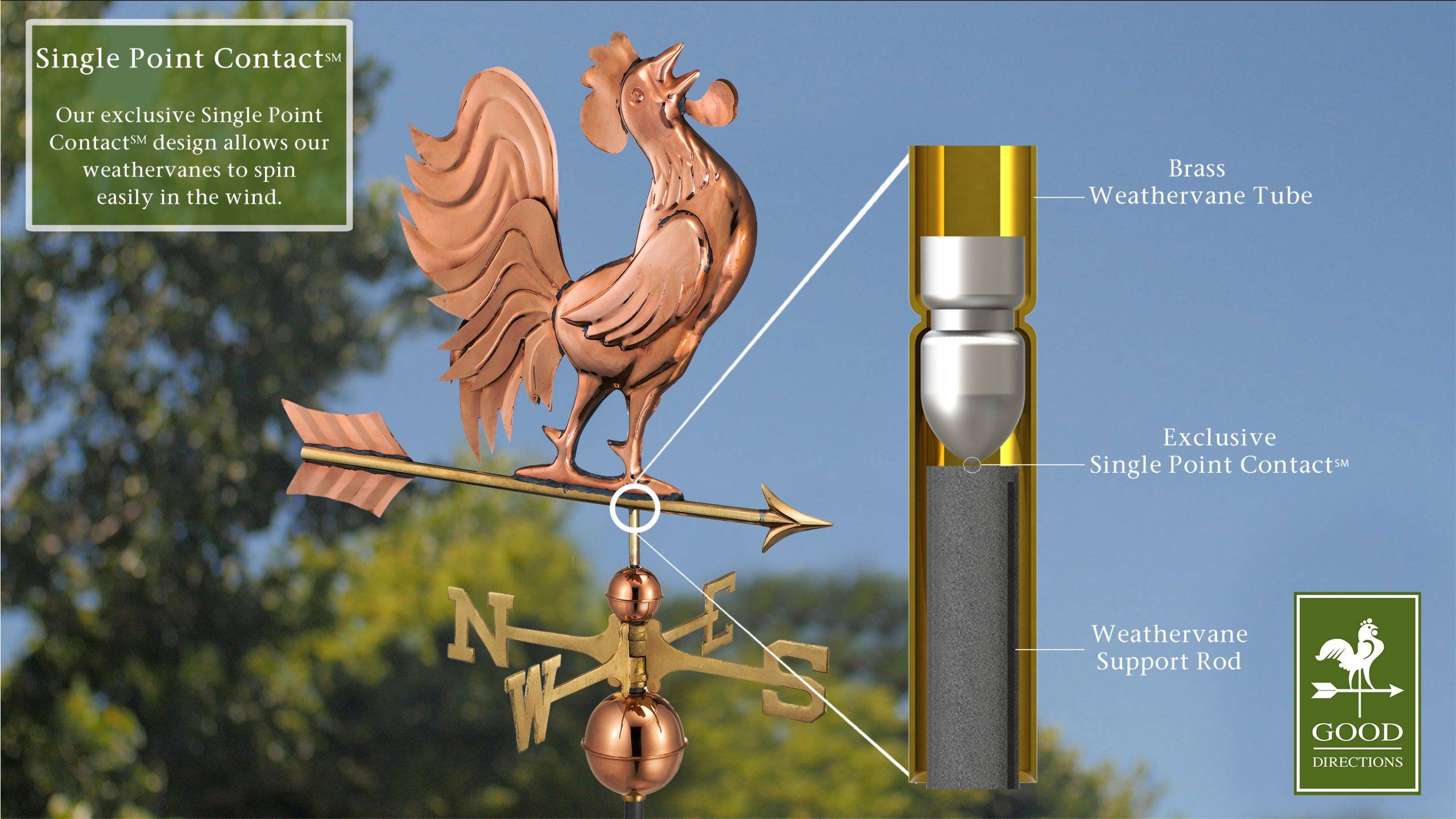Crowing Rooster Polished Weathervane - Image 4