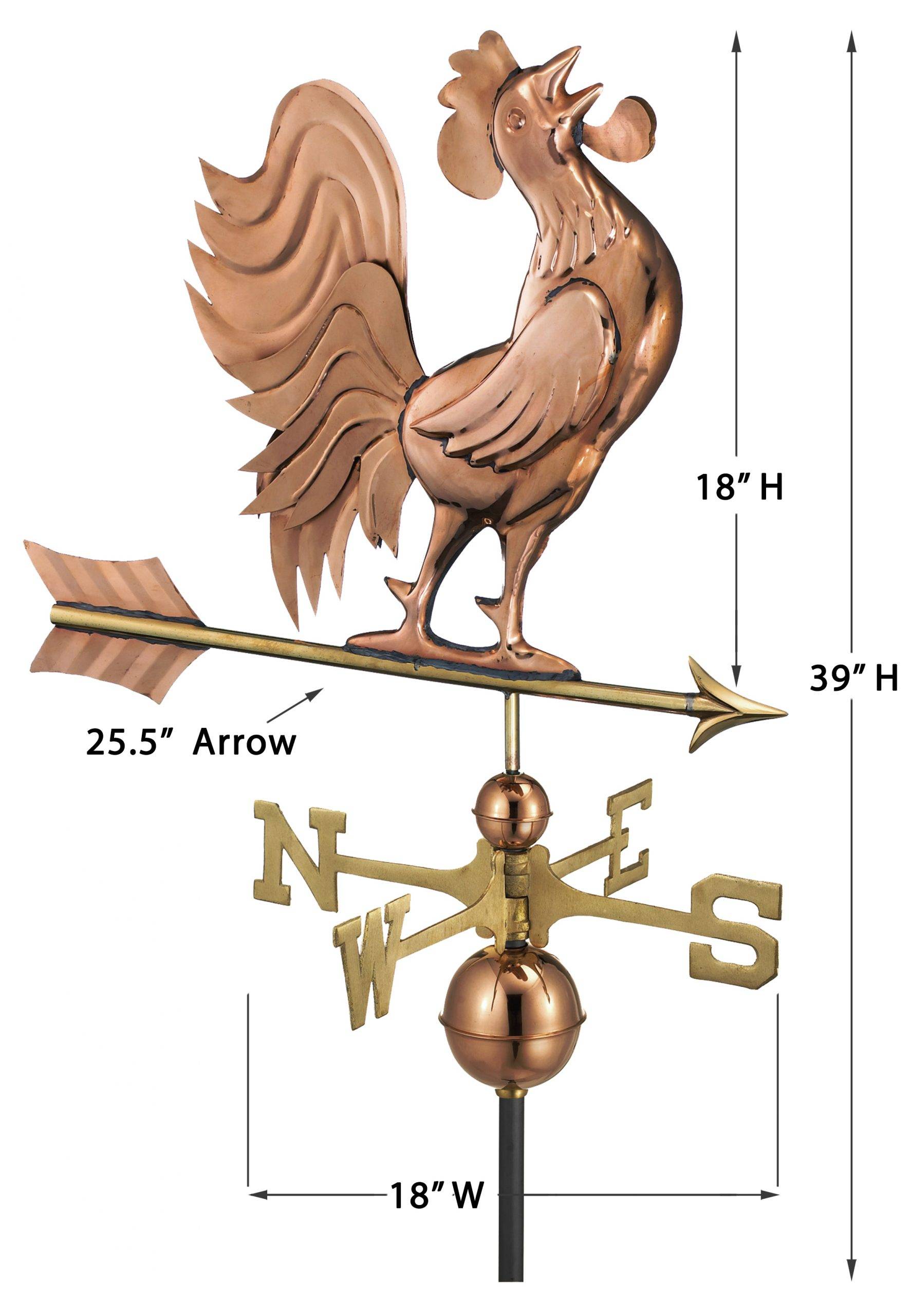 Crowing Rooster Polished Weathervane - Image 3