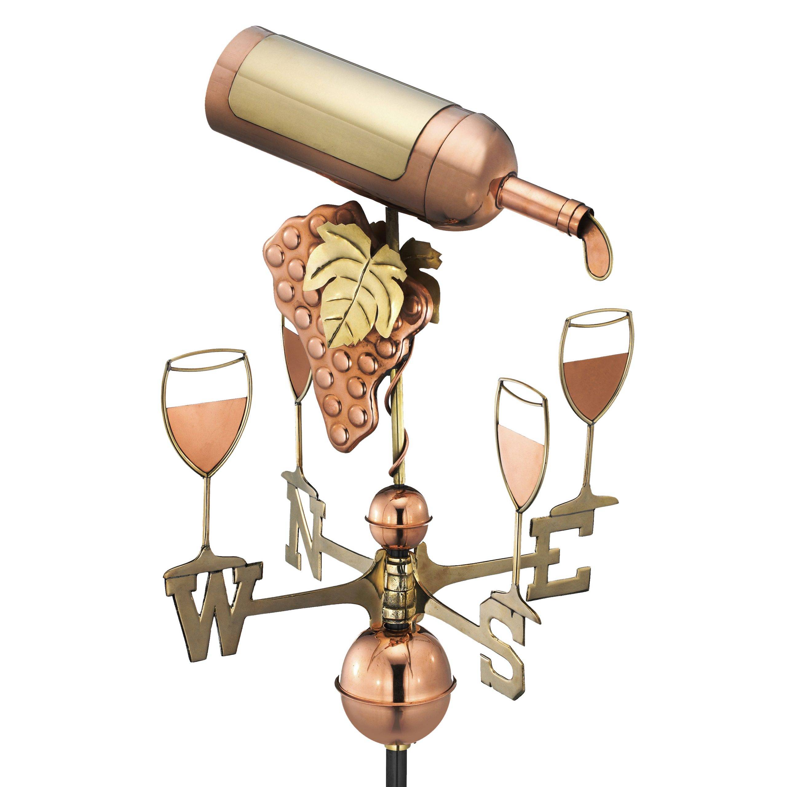 Wine Bottle & Glasses Polished Weathervane - Image 2