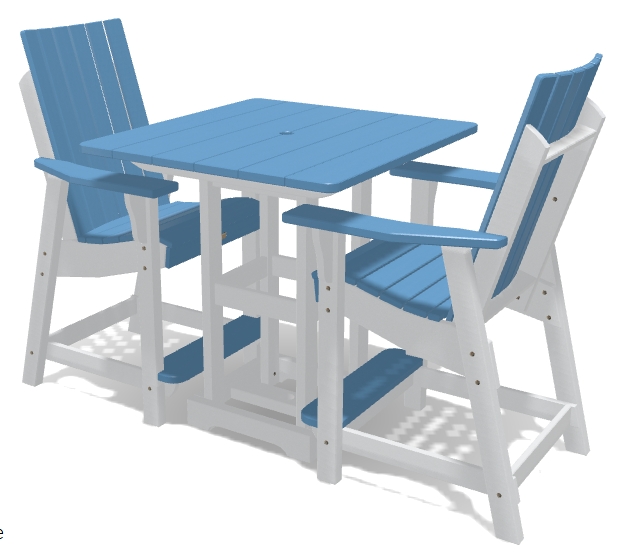 Bistro Set - Table and Four Chairs - Blue Jay/White