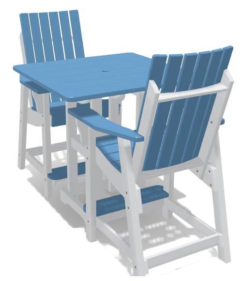 Bistro Set - Table and Four Chairs - Blue Jay/White - Image 2